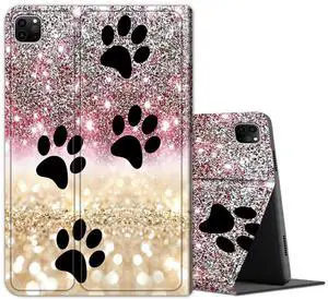 Case for iPad Pro 12.9 6th/5th/4th/3rd Generation 2022/2021/2020/2018, Lightweight TPU Shockproof with Auto Sleep/Wake Cover for 12.9 Inch iPad Pro, Black Dog Paw Sparkles