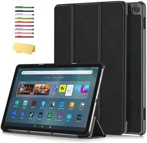UUcovers Stand Case for Amazon Kindle Fire Max 11 Tablet (13th Generation, 2023 Release) with Auto Wake/Sleep Trifold [Multi-Angle] Slim Lightweight Hard Shell PU Leather Folio Shockproof Cover,Black