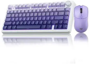 AULA Wireless Keyboard and Mouse Combo, F75 Pro Mechanical Keyboards,75% Gasket Hot Swappable Custom Keyboard+SC580X Wireless Gaming Mouse Light Purple