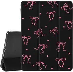 CozyNestCYCute Aesthetic Bow Case for Ipad 6Th/5Th 9.7Inch Trendy Fashion Bows Cover for Ipad 2018/2017 Auto Sleep/Wake Adjustable Stand Anti-Slip Shockproof Case with Pencil Holder Girl Women