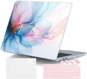 DONGKE for M4 MacBook Air 13.6 Inch Case 2025 2024 2023 2022 Model A3240 A3113 A2681 M3 M2 Chip, Plastic Hard Shell Case Cover with Touch ID for MacBook Air 13 Inch M4 - Soft Flowing Colors