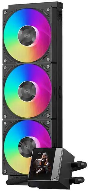 PCCOOLER CPU Cooler Liquid Freezer, 360mm AIO Liquid Cooling, High-Performance Pump, 2.4 IPS Display, CPS ARGB Water Cooling with Quiet F5 R120 Fans(DC360 Black)