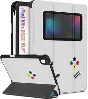 Wazzasoft for iPad A16 Case 2025 - for iPad 10th Generation Case Cute Men Boys Kid Teens Video Game Design Cool Fun Funny Pencil Holder Auto Sleep/Wake Tablet Cover for Apple 11/10 10.9 Inch