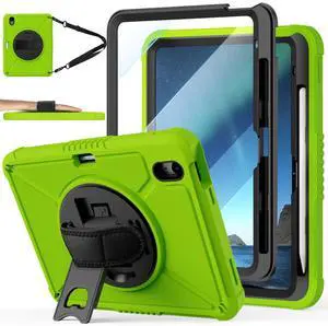ZtotopCases for iPad (A16) 11th/10th Generation 11''/10.9'' with Screen Protector, Pen Holder, Handle Shoulder Strap,360 Rotating Stand Rugged Protective Case for iPad 11th Gen 2025(A3354/A3355),Green