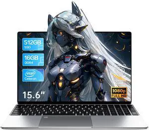 AIERXUAN 15.6" FHD IPS Laptop Computer, Windows 11 Laptops with 16GB RAM 512GB 4 Cores N5095, Fingerprint, Backlit Keyboard, Wi-Fi 5, BT4.2, Numpad, for Business and Students