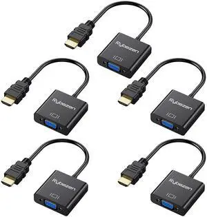 HDMI to VGA Adapter 5 Pack, Gold-Plated HDMI to VGA Converter (Male to Female), Compatible for Computer, Laptop, PC, Monitor, Projector, HDTV, Chromebook, Raspberry Pi, Roku, Xbox and More HDMI to VGA Adapter 5 Pack, Gold-Plated HDMI to VGA Converter (Male to Female), Compatible for Computer, Laptop, PC, Monitor, Projector, HDTV, Chromebook, Raspberry Pi, Roku, Xbox and More