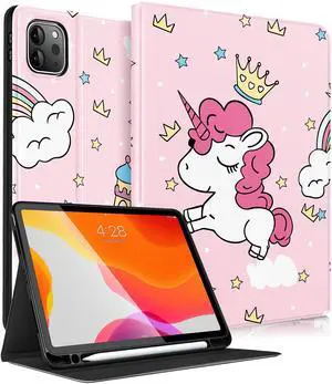 Uppuppy for iPad Air 13 Inch M2/M3, Pro 12.9 Case - Cute Women Girls Girly Aesthetic Cartoon Pencil Holder Folio Cover for Apple Air 13" 2024/2025, Pro 6th/5th/4th/3rd Generation Case