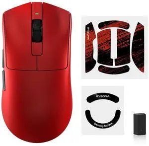 KYSONA Jupiter Ultra Wireless Gaming Mouse, 42000 DPI,PAW3950 MAX Sensor, Optical Micro Switch, Ultralight 46g, Nordic 52840 MCU, Dual 8k Polling Rate, Metallic Red