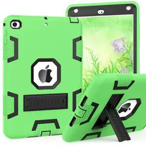 CCMAO iPad mini 5 Case 2019, iPad mini 4 Case 2015, Heavy Duty Shockproof Hybrid Protective Cover for iPad mini 5th/4th Generation 7.9 inch, for Kids Boys Child, Green+Black