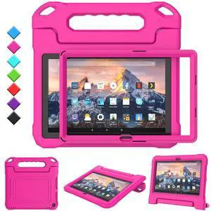 TOEVEK Kids Case for HD 10 Pro / 10 Plus / 10 Pro Tablet(13th/11th Generation), Built-in Screen Protector, Durable Shockproof Handle Stand Protective Case for HD 10.1 Inch 2023/2021, Pink