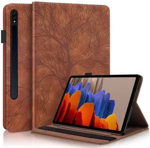 Case for Samsung Galaxy Tab S10 Plus 2024/Tab S9 Plus/S9 FE Plus 12.4 Inch 2023 PU Leather Folio Cover Multi-Angle Viewing with Card Slot Pen Holder for SM-X820/X826B/X810/X816B/X818U/X616B-Brown