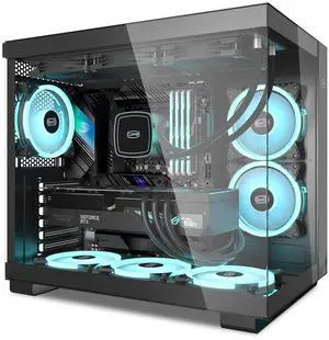 PCCOOLER C3T500 ARGB PC Case Mid Tower Desktop Computer Gaming Superior Case for ATX/M-ATX/ITX with 6 ARGB Case Fans,Column-Free Design,360MM Radiator&400MM GPU Support,Easy Installation (Black)