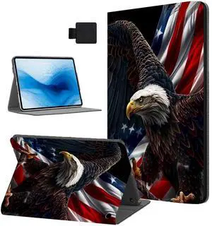 Tudguiloae for Kindle Fire HD 8 & HD 8 Plus Tablet (12th Generation, 2024/2022/2020) Case, Auto Sleep/Wake, Shockproof E-Book Protective Cover for Kindle Fire HD 8 Tablet,American Flag Eagle