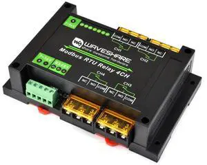 Waveshare Industrial Modbus RTU 4-ch Relay Module with RS485 Interface, 30A High Current, Onboard LED Indicators, Multi Isolation Protection Circuits, Industrial Grade Rail-Mount Case