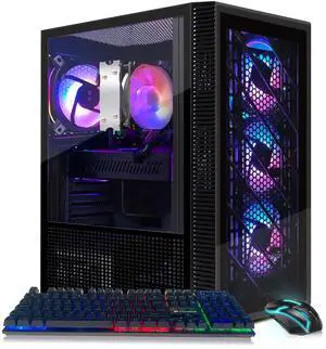 STGAubron Gaming PC Computer Desktop,AMD Ryzen 5 5500 up to 4.2GHz, Radeon RX 580 8G, 16G DDR4, 512G SSD, WiFi 6 5G & BT 5.2, RGB Fan x4, Windows 11 Home