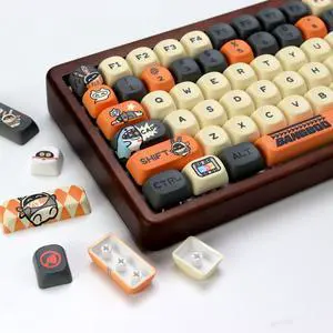 YMKPVR KBDiy ZZZ Cute Bangboo Keycaps Set 133 Keys KOA Profile Dye-Sublimation Kawaii Rabbit Art Keycaps for Cherry Gateron MX Switches Gaming Mechanical Keyboards