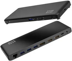 Minthouz 12 IN1 Docking Station with 100W Charging, Triple Display, Laptop Docking Station Monitor Single 8K or Triple 4K, 4X USB-A, 2X USB-C, Ethernet Port, for Windows and Mac