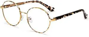 Dollger Blue Light Glasses for Woman Men Fashion Round Circle Gold Pink Frame Clear Fake Glasses