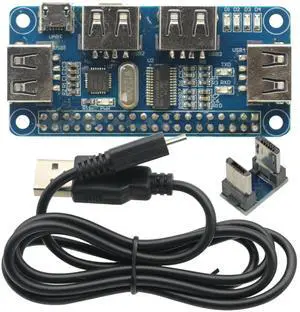 4 Ports USB HUB HAT for Raspberry Pi 3/2 / Zero W Extension Board USB to UART for Serial Debugging Compatible with USB2.0/1.0