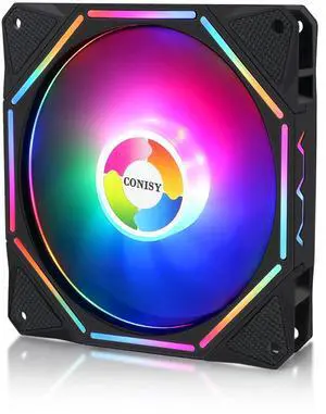Conisy RGB LED Series 120mm Case Fan for Computer Case, Unique Ultra Quiet Long Life Gaming PC Cooling Fan - Colorful (1PCS)