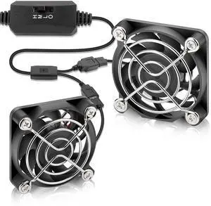 WDERAIR 50mm x 10mm 5010 DC 5V Brushless Case Cooling Fan Radiator Ventilation 3 Speeds Adjustable 2-Pack