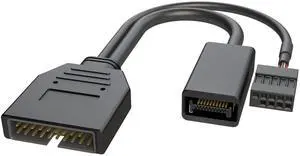 LINKUP - Internal 3.1 10G Gen 2 20-Pin A-Key Male Housed Connector w/USB 2.0 Header to USB 3.0 20-Pin Male Header Extension Cable 10cm