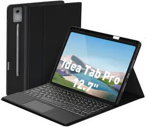 Keyboard Case Touch for Lenovo Idea Tab Pro 12.7" 2025, Bluetooth Keyboard with Trackpad & Twill Cover Case & Adjustable Kickstand & Lighting Keys for Lenovo Idea Tab Pro 12.7 inch