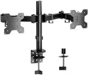 Simple Trending Dual Monitor Stand, Monitor Arm, Heavy Duty Adjustable Monitor Desk Mount for 2 Screens up to 27 Inches, Black
