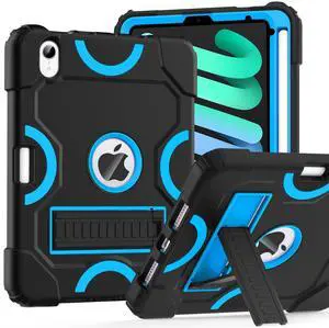 Cantis Case for iPad Mini 7 A17 Pro 2024/ iPad Mini 6 2021 8.3 Inch, Heavy Duty Shockproof Cover for iPad Mini 7th/ 6th Generation 8.3" with Pencil Holder, Black+Blue+Black