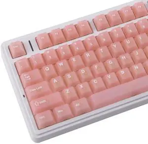 TYRIXKI Clear Keycaps, Pink Custom Keycaps 75 Percent, 123 Keys Shine Through Transparent Jelly Cute Keycap, PC Material Cherry Profile Keyboard Key Cap Set for Cherry Gateron MX Mechanical Keyboard