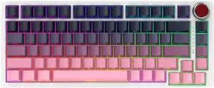 BOYI YK82 75% Aluminum Alloy Mechanical Keyboard,Gasket-Mounted Hot-Swap,Wireless BT5.0/2.4G/Type-C Wired Programmable RGB Backlit Gaming Keyboard with Knob (Black Pink Side Printed PBT Keycaps)