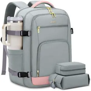 LOVEVOOK 40L Travel Backpack for Women Flight Approved, Carry on Backpack for Airplanes, TSA Personal Item Travel Bag, Waterproof 17 Inch Laptop Backpack, Business Weekender Overnight Daypack, 3Pcs