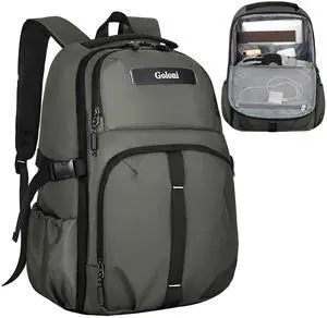 Goloni Travel Laptop Backpack for Men & Women, Airplane Approved 35L Carry-On Backpack with 15.6 Inch Laptop Compartment, Water-Resistant Business Backpack,Bookbag for Travel, Work,Gery