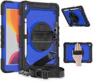 Navor 10.2" Shockproof Rugged Protective iPad Cover with Pen Holder - for iPad 9th/8th/7th Gen (2021/2020/2019) Heavy Duty Cases with Screen Protector | Full Body Shell Covers with Shoulder Strap