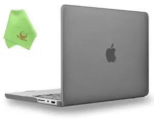 UESWILL Case Compatible with 2021-2024 MacBook Pro 14 inch with M4 M3 M2 M1 Pro Max chip & Touch ID, Matte Hard Shell Cover + Microfiber Cloth, Gray