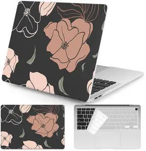 Watbro Compatible with MacBook Air 13 Inch Laptop Case 2020 2019 2018 Released A2179 M1 A2337 A1932,Plastic Hard Shell Protective Case with Keyboard Cover,Gentle line Art Print