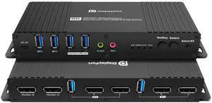 Kvm Switch Displayport EDID 2 Monitors 2 Computers 4K 144Hz Hotkey Switching Edid Displayport kvm Switches Dual Monitors dp 1.4 1440P 144Hz 165Hz 240hz Hotkey Switching