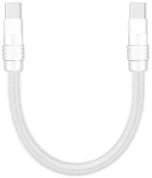 Chubbycable Short USB C Cable - 240W Fast Charging Nylon Braided Type C Charger Cord for Power Bank, Phones, Tablets - White+White - 1.64FT