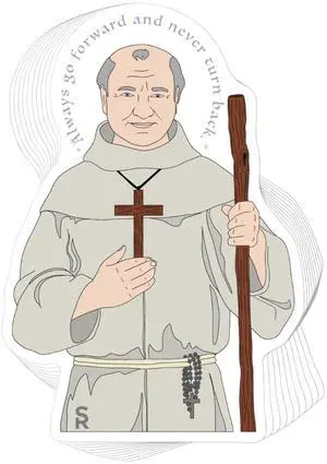 Catholic Concepts | St. Junipero Serra 4 x 2.25 Vinyl Sticker Label Decal Waterproof Cool Accessory for Laptop, Hard Hats, Water Bottles, Scrapbooks, Folders, Cell Phone | 10-Pack