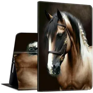 Case for Amazon Kindle Fire HD 8 Tablet (6th/7th/8th Generation, 2016/2017/2018 Release) PU Leather Slim Lightweight Shockproof Smart Stand Cover with Auto Wake/Sleep, Beautiful Horse Animal