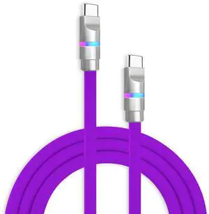 chubbycable Neon Chubby - Fast Charge Cable with Smart Light RGB Color Gradual Light Up 100W Charging Cord LED USB C Cable Compatible with iPhone 17-15 Series, Purple, Type-C to Type-C, 6.6 FT