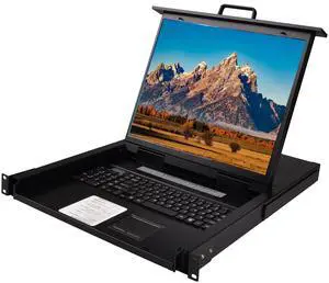 MT-VIKI Rack KVM Switch w/ 19'' LCD Monitor, Rackmount KVM Monitor Console Drawer+Keyboard+Touchpad+8 VGA Cable, Support OSD/Hotkey/Button Switch, 1280X1024@60H