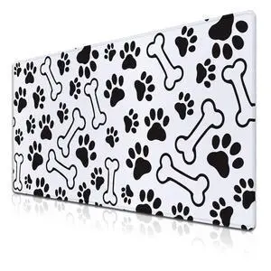 Samgula Desktop Mats Laptop Desk Mat Gaming Mouse Pad Extra Large Mouse Pads Computer Mats Office Pad Waterproof Non-Slip Rubber Base 35.4 X 15.7 for Game Office, Dogs Paws and Bones