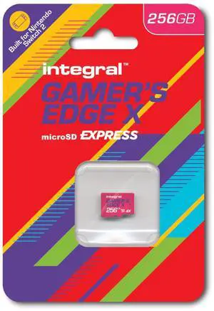 Integral 256GB Gamer's Edge X Micro SD Express Card for Nintendo Switch 2, up to 890MB/s Read, 750MB/s Write, 4K Video, A2, NVMe PCIe, High-Speed Gaming, Reduce Download Times, Ultra-Fast Storage