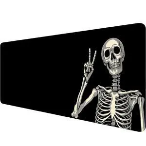 Skull Skeleton Desk Pad Mouse Pad Funny Black Halloween Mousepad XL Large Gaming Mouse Pad Laptop Keyboard Mat Desk Pad 31.5"x11.8" Office Home Decor for Women Girl