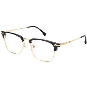 HOKETOP Blue Light Blocking Glasses for Women/Men Anti-Fatigue Computer Monitor Gaming Glasses Prevent Headaches Glasses, Arrow Browline Black/Gold