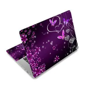 ArtSo Laptop Skin Sticker Decal, 17 17.3inch Laptop Netbook PC Notebook Universal Vinyl Reusable Skin Sticker Cover Personalized Art Case Protector, Purple Heart Butterfly