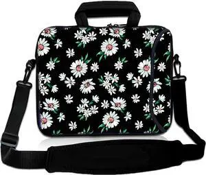 RICHEN 14 15 15.4 15.6 inch Laptop Shoulder Bag Messenger Bag Notebook Handle Sleeve Neoprene Carrying Travel Case with Accessories Pocket (14-15.6 inch, Daisy)