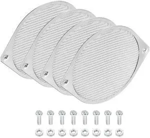 PATIKIL 150mm Computer Fan Filter Grill with Screws, 4 Pack Aluminum Frame with Stainless Steel Mesh Dustproof Case Cover for Computer, Fan, Silver Tone