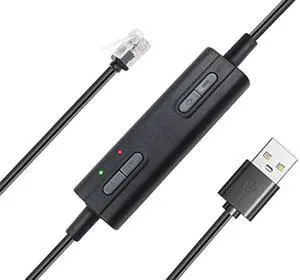 VoiceJoy U10 RJ9 to USB Cable for Jabra pro900,pro920,pro925,pro930,pro935 Black